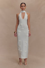 Wynn Floral Knit Midi Dress - White