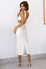 Always Sleek Satin Midi Dress Champagne