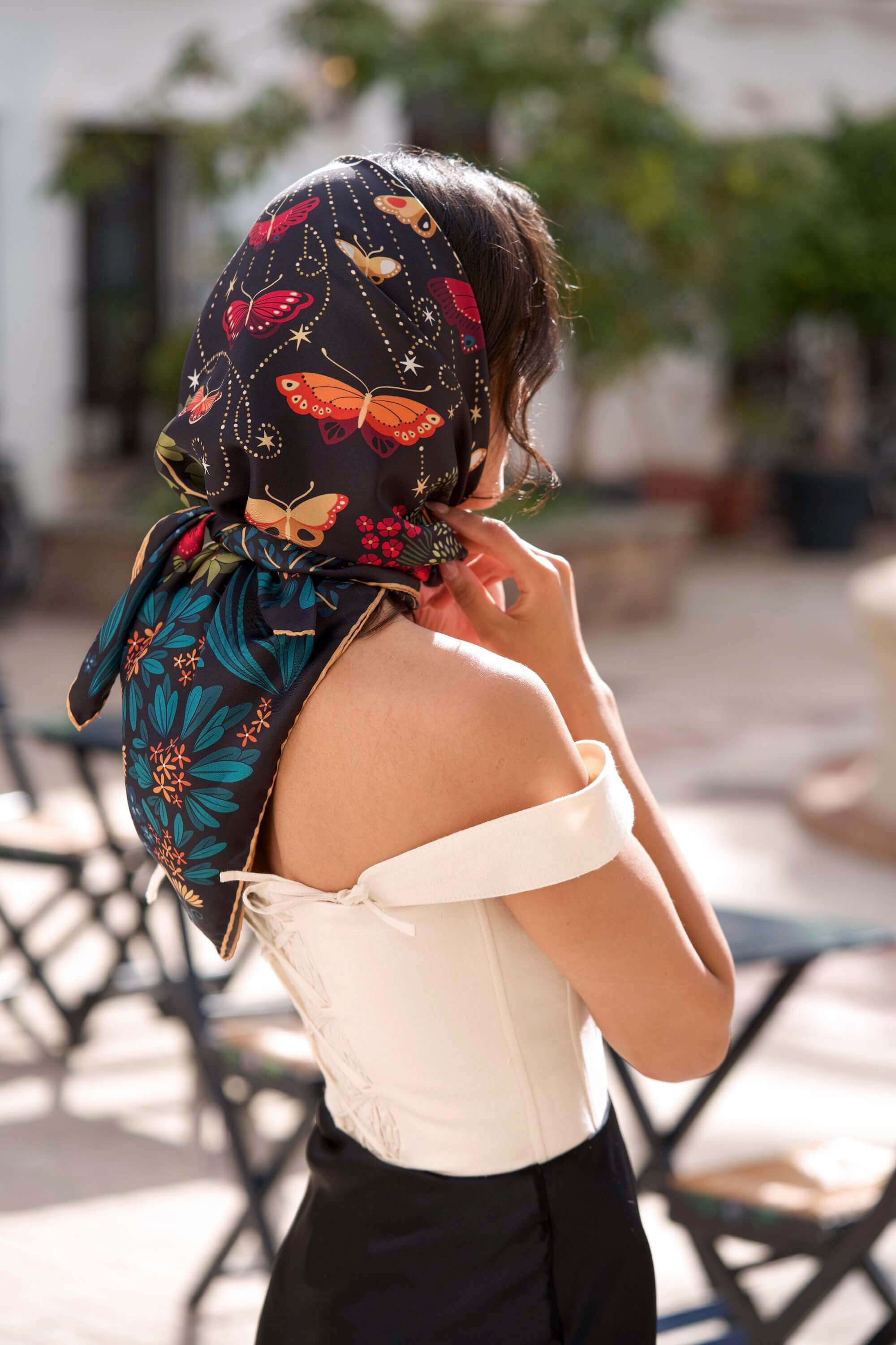 The Moon Butterfly Silk Square Scarf