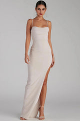 Lola High Slit Crepe Dress