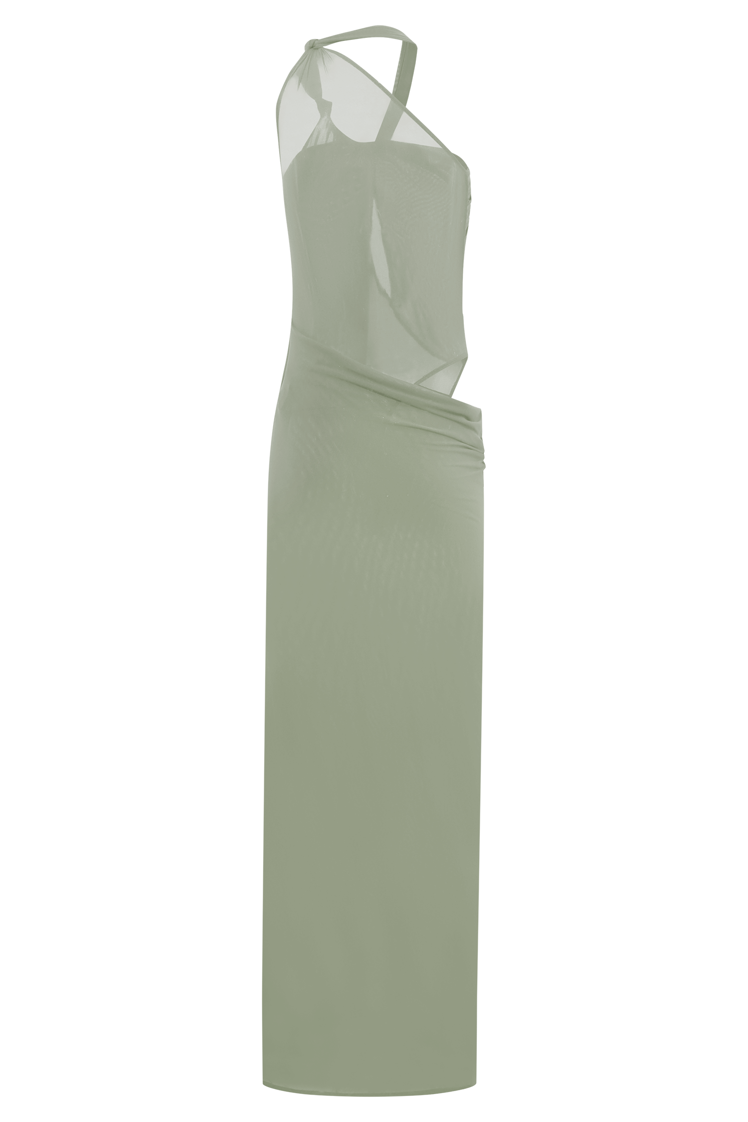 Edwina Knotted Mesh Maxi Dress - Sage